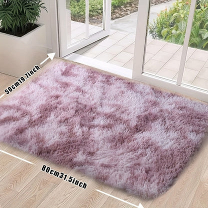 Tie-Dye Plush Area Rug Soft Non-Slip - Absorbent Machine Washable Fluffy Mat for Living Room Bedroom Bathroom, Modern Luxury Home Accent Rug, Dark Gray Black Light Gray Pink, 2 Sizes