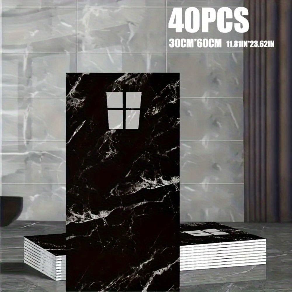 Marble-Pattern Wall Panel Set with 20- or 40-Piece Packs, Eight Codes and 11.81 x 23.6-Inch Tiles