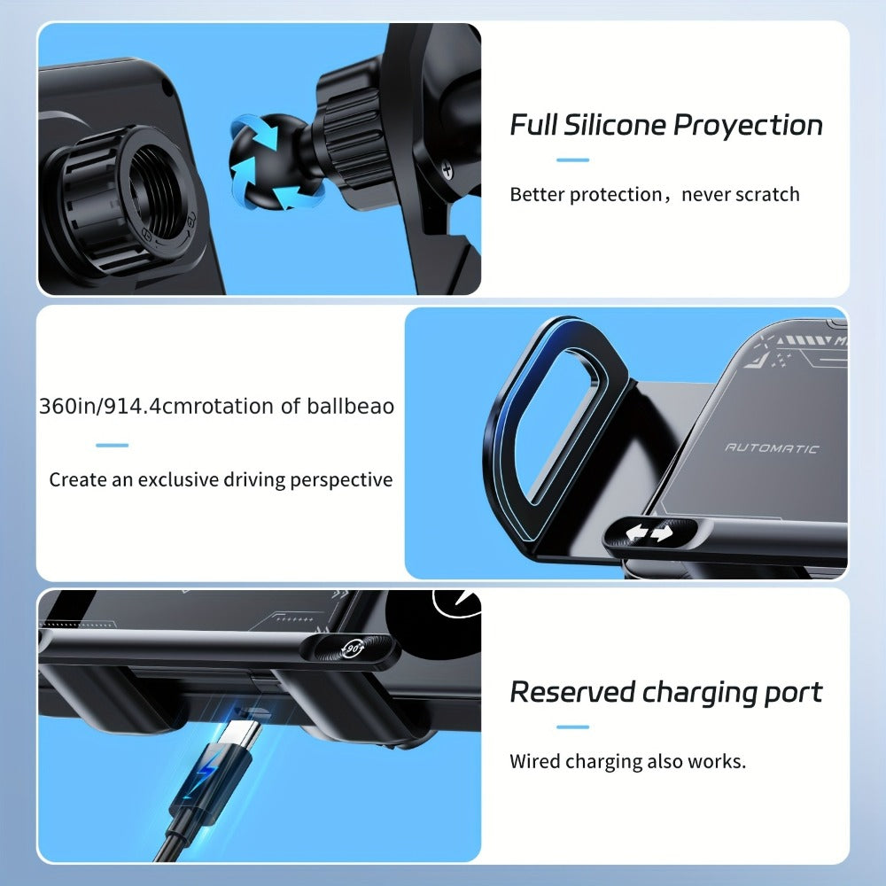 Folding Wireless Car Charger Mount with Air-Vent Base or Two-in-One Stand Checkout Options