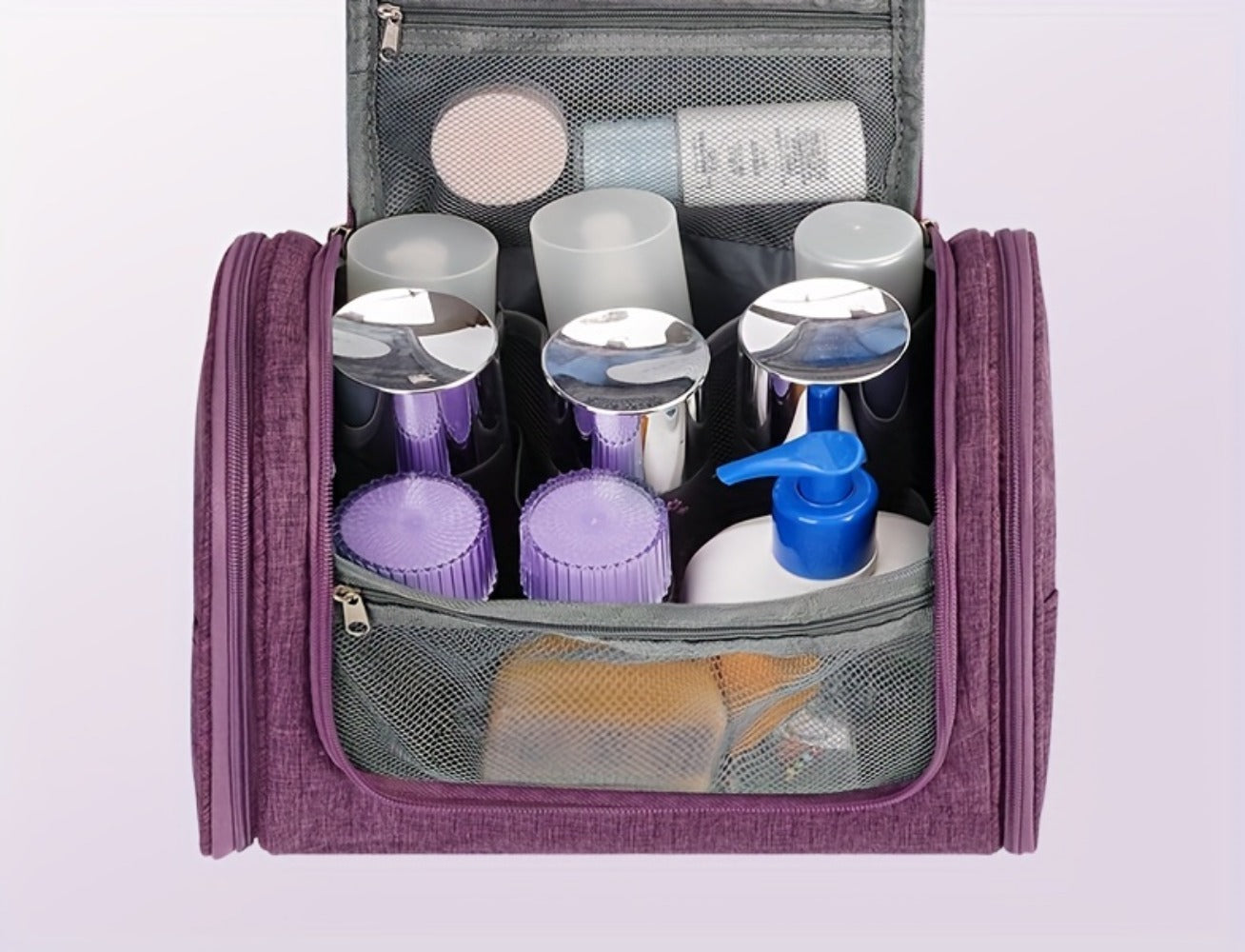 Toiletry Bag Hanging Multi-Pocket Shower Organizer with Metal Hook, Carry Handle and Seven Print Options