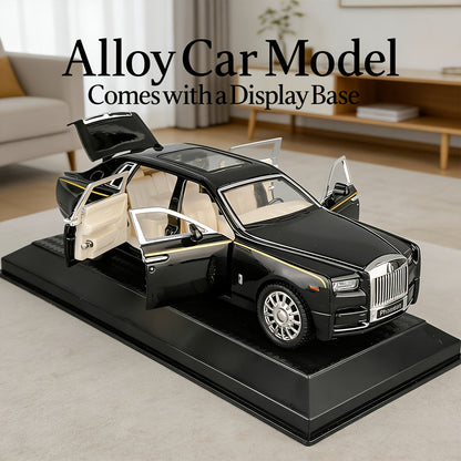 Collectible Zinc Alloy Diecast Car Model with Display Base and Opening Doors in White, Black or Pink