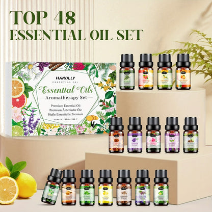 Essential Oils Set 12 26 32 48 Pcs Aromatherapy Gift Kit Lavender Eucalyptus Tea Tree Peppermint for Diffuser Humidifier Candle Soap Making Birthday Holiday Gift