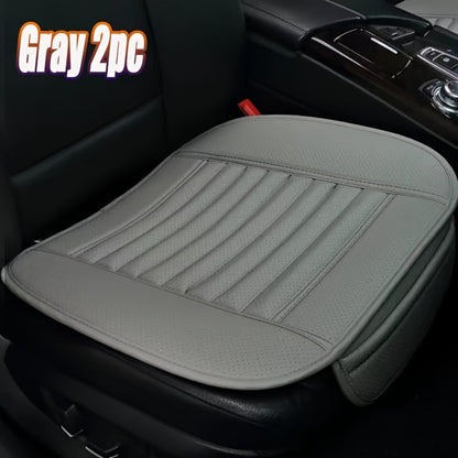 Car Seat Pads 2pcs Front – Non-Slip Rubber Base, Breathable Backless Design, Universal Fit All-Season Comfort Cushion, Black Beige Grey Car Interior Seat Cover Pad Set