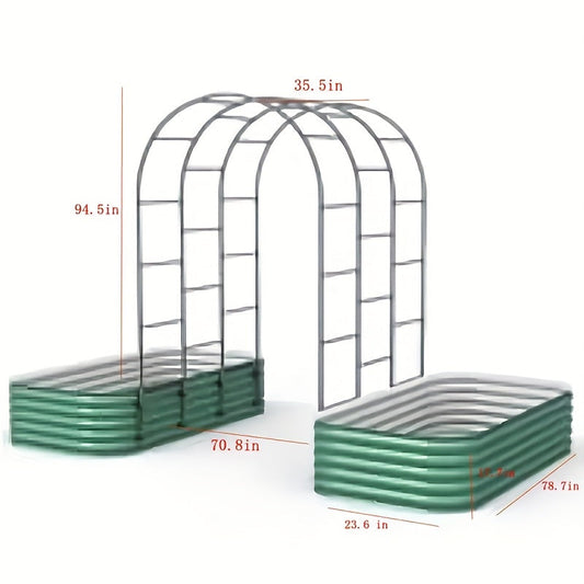 Raised Garden Bed with Trellis 90" Arched Galvanized Steel Planter Kit