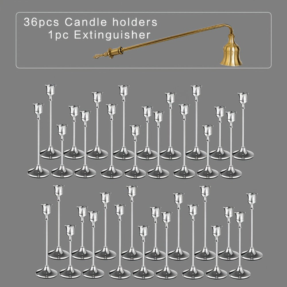 Copper Plated Candlestick Holders Bulk Set – Retro Minimalist Taper Candle Holders for Wedding Birthday Christmas Dining Table Fireplace Decor