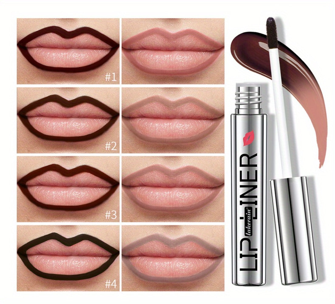 Four-Color Two-in-One Lip Stain Pen Set with Liner Tip and Matte Finish for Daily Makeup Looks