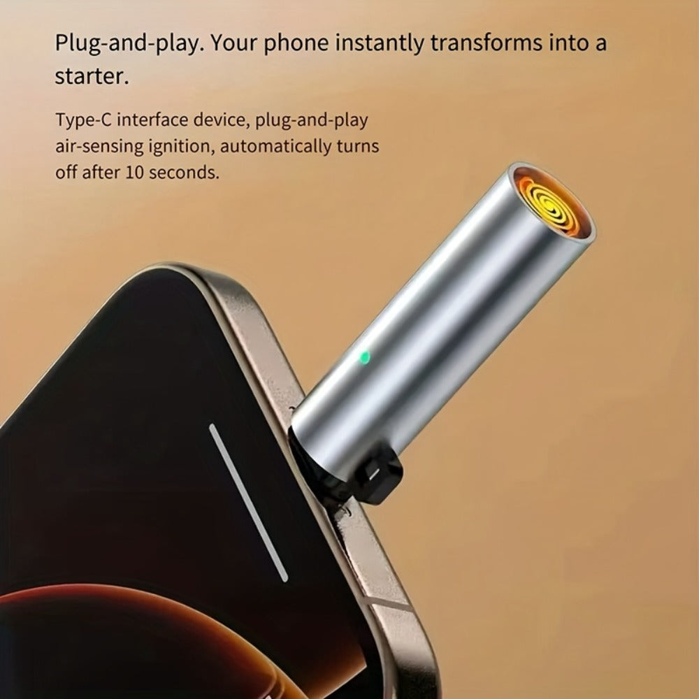 USB Type-C Electric Lighter – Aluminum Alloy Flameless Rechargeable Lighter, No Battery, Windproof – Ideal for Daily Use, Travel & Carry-On Airplane Safe