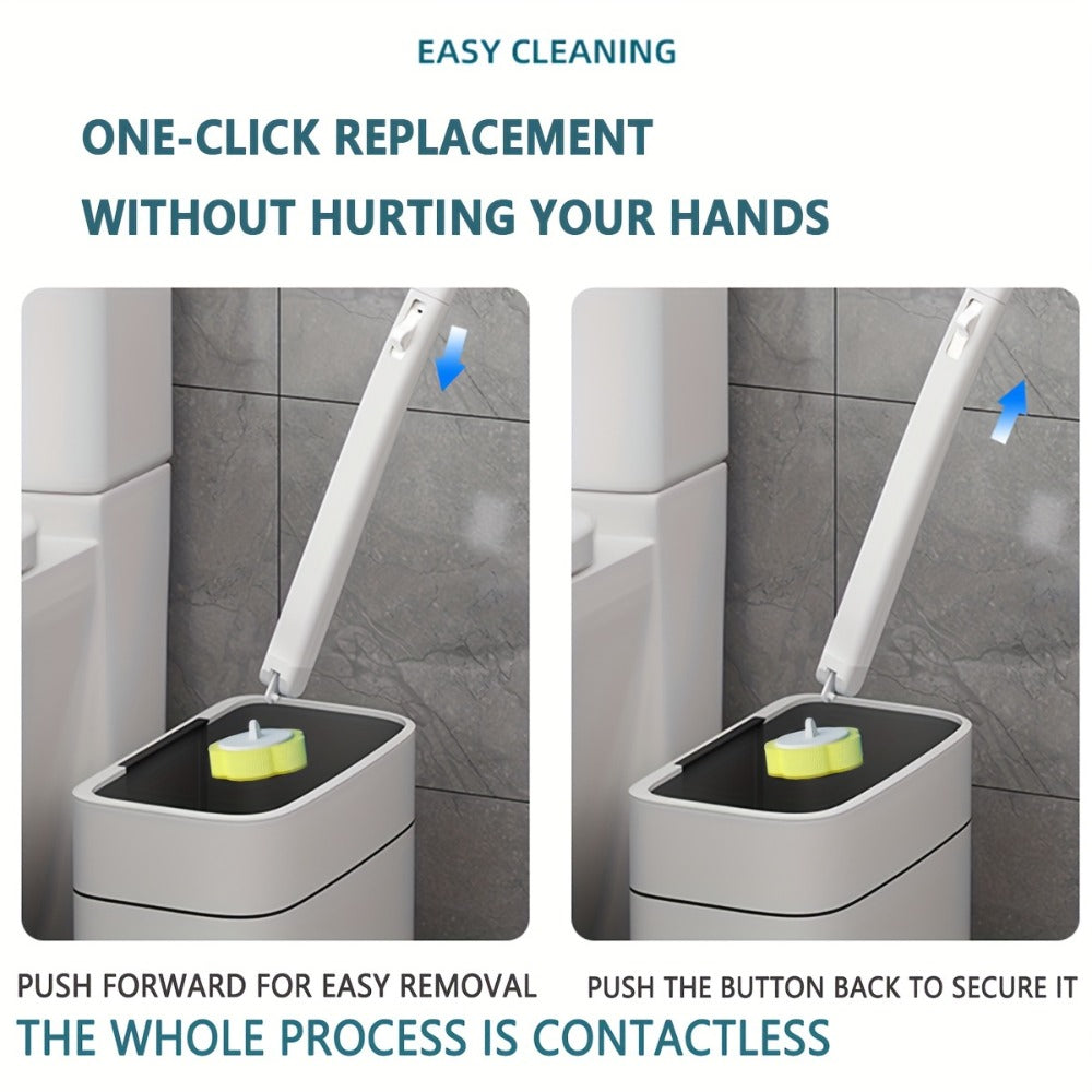 Disposable Toilet Brush Set with Replaceable Heads - 7-Piece Bathroom Cleaning Kit, Portable & Durable