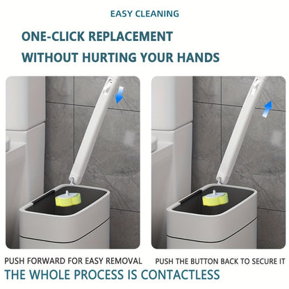 Disposable Toilet Brush Set with Replaceable Heads - 7-Piece Bathroom Cleaning Kit, Portable & Durable
