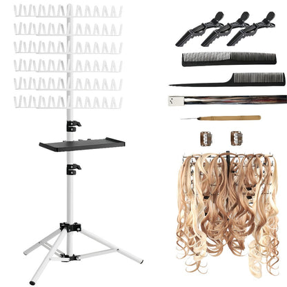 144-Peg Adjustable Two-Sided Braiding Hair Rack with Tray in Pink, Black or White Finish Options
