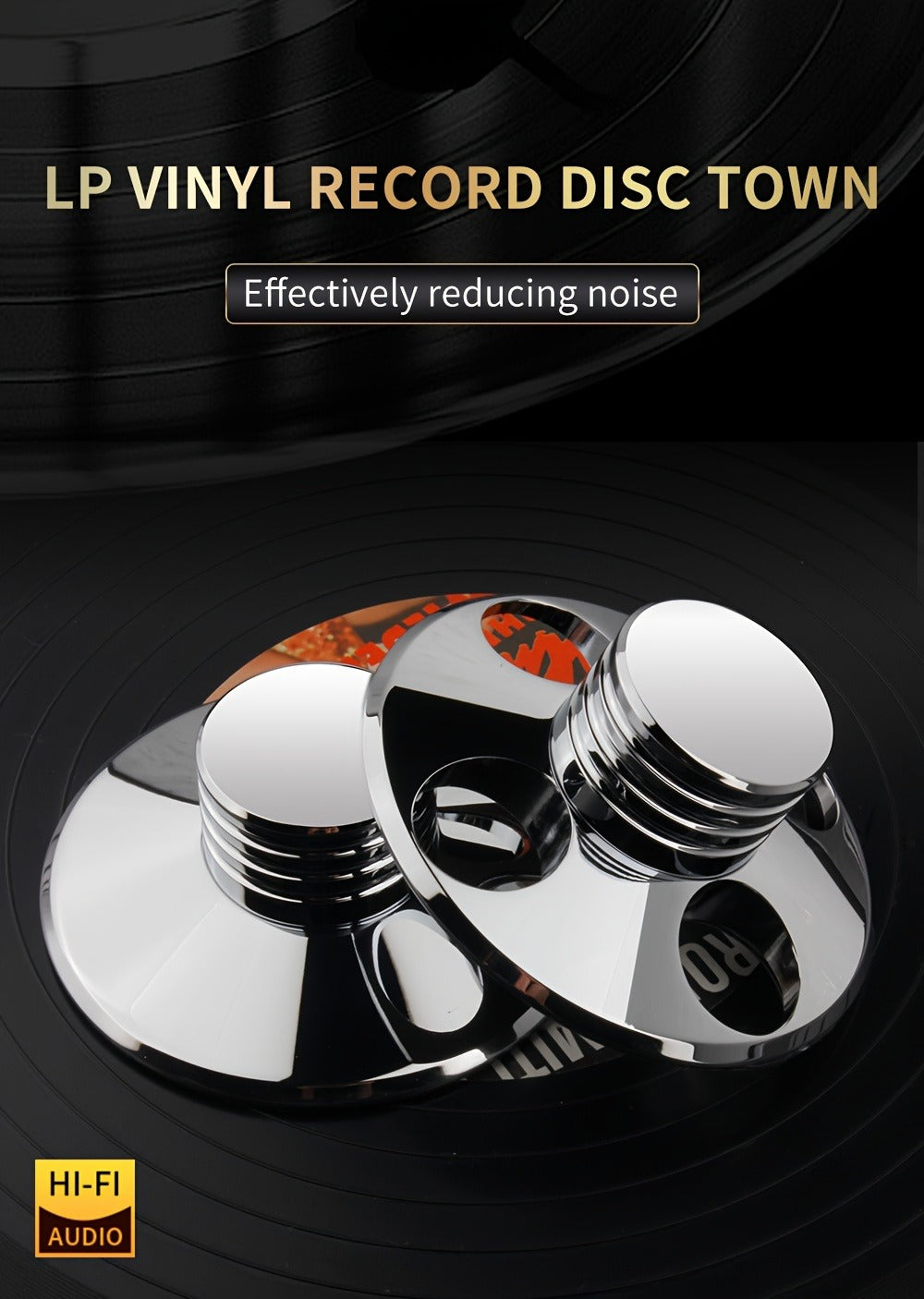 Vinyl Record Weight Stabilizer, 79 mm Metal Turntable Clamp in Solid or Four-Hole Black, Silvery and Golden Options