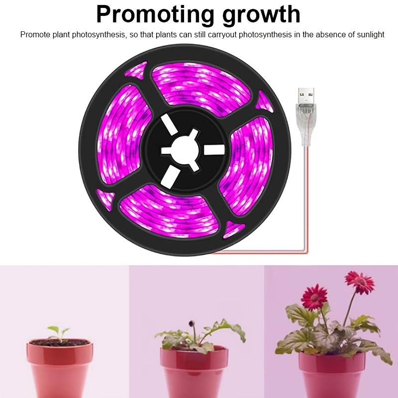 LED Grow Light Strip 16.4 FT Full Spectrum – USB 5V Cuttable Plant Light for Under Cabinet, Indoor Plants, Bonsai, Succulents & Hydroponics, Low Voltage Safe, 1pc or 2pcs