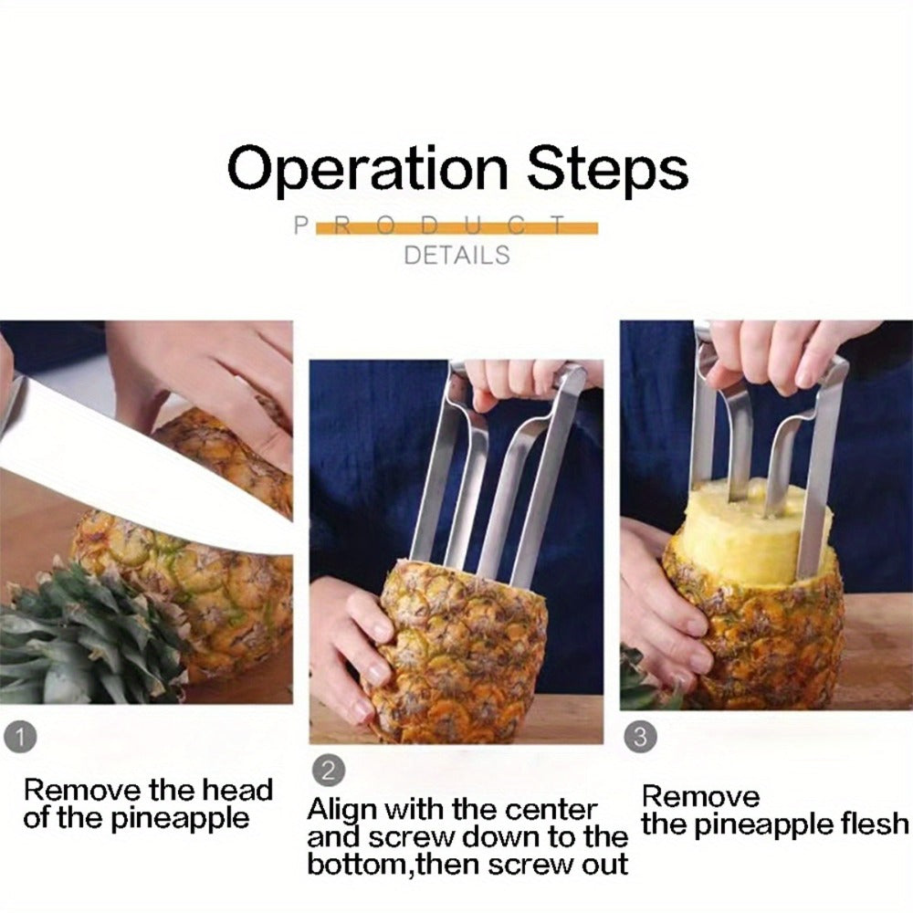Pineapple Corer and Slicer with Twin-Grip Frame in 1-Piece or 2-Piece Quantity Options for Kitchen Prep