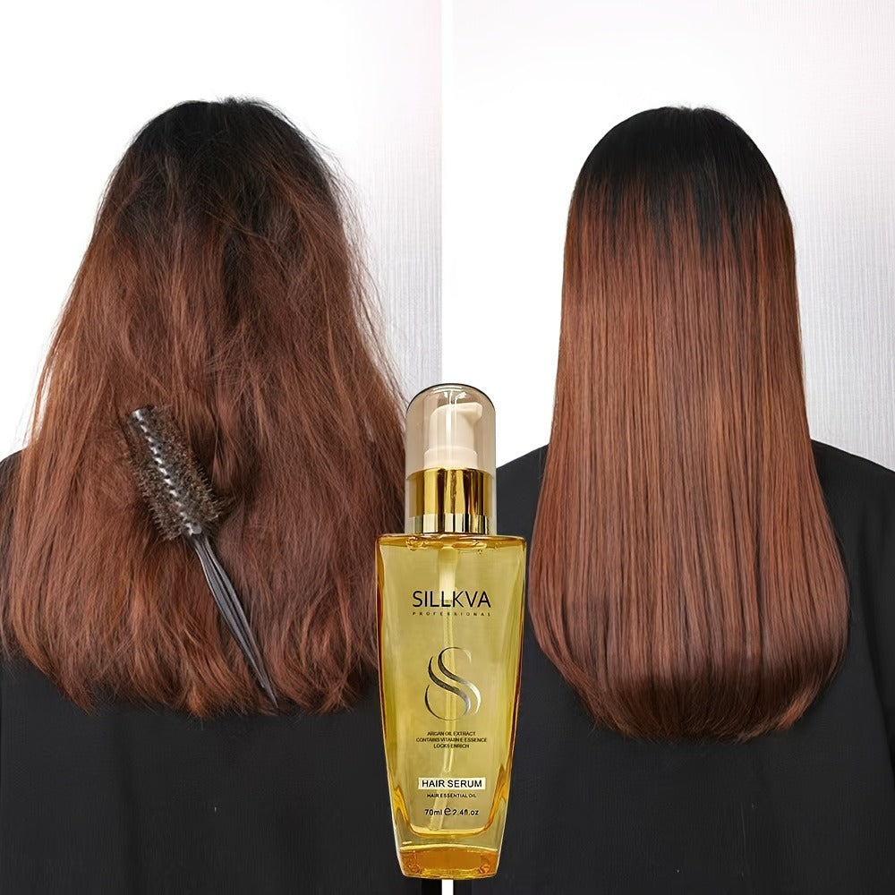 Two-Pack Argan Oil Leave-In Hair Serum for Dry, Frizzy and Flyaway Hair in Daily Care Routines