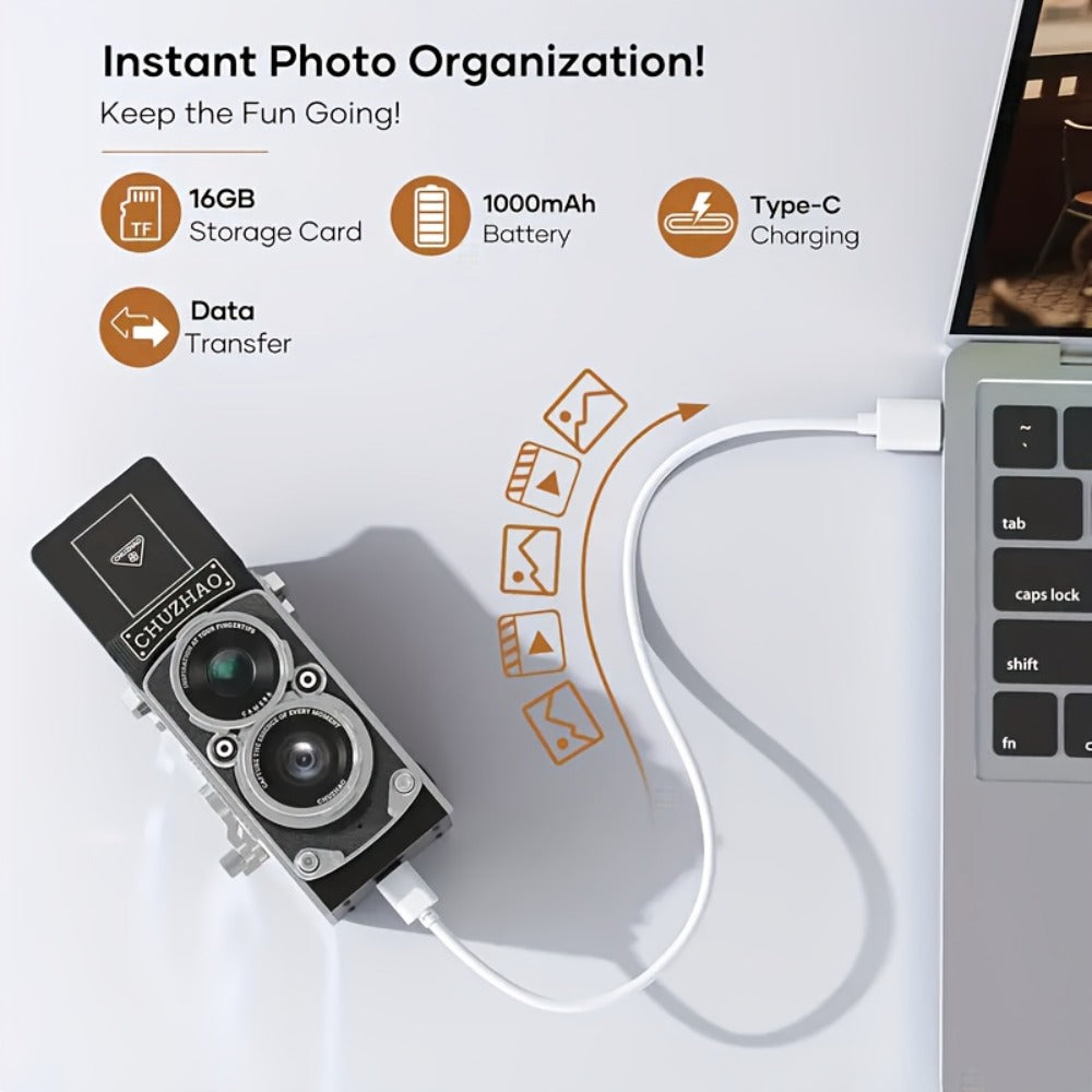 Digital Camera CHUZHAO Retro TLR-Style Model with 12MP Capture Marking, 1080P Video, Autofocus and Dual Filters