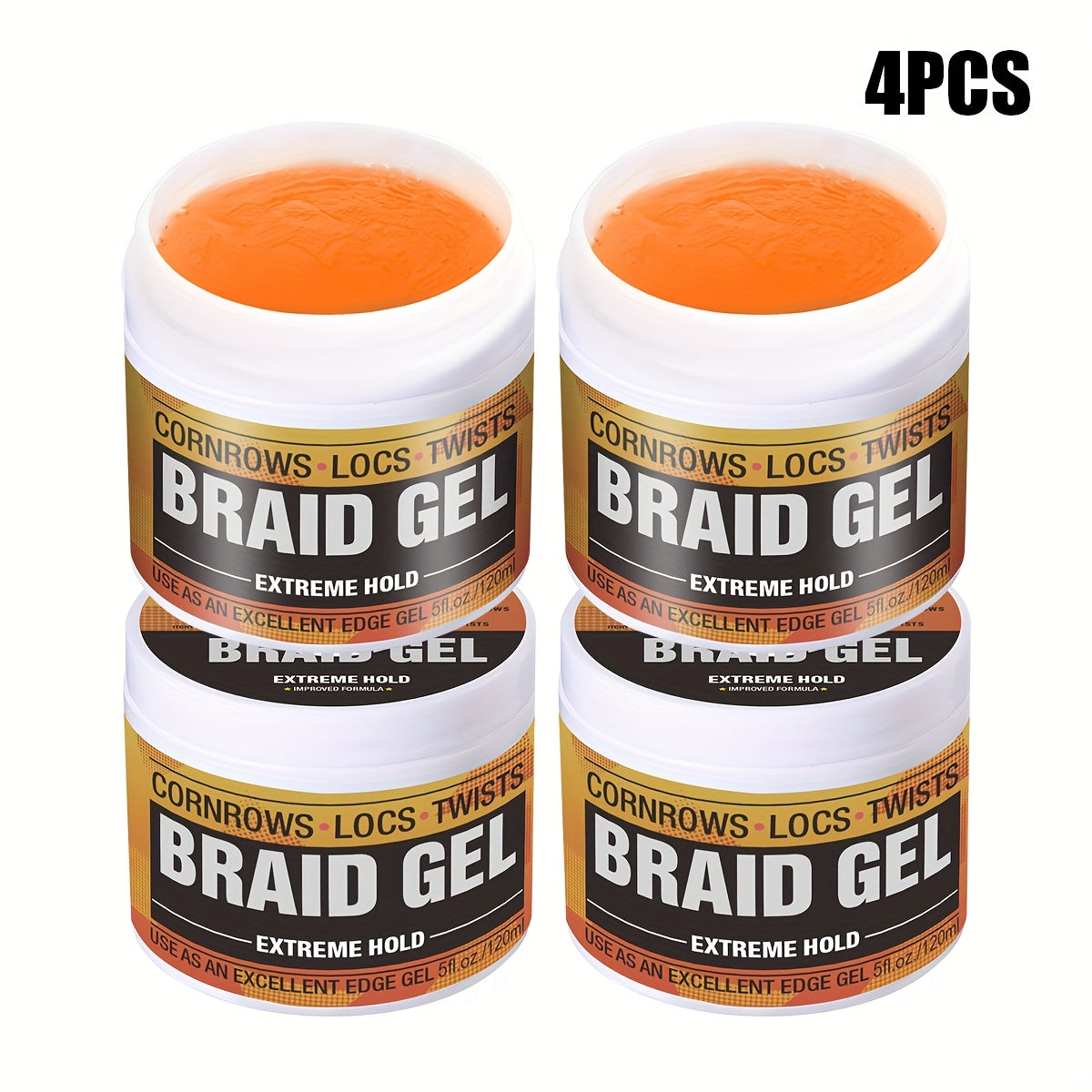 Extreme Hold Braid Gel & Edge Control Hair Wax Pomade — Anti-Frizz, Moisturizing, Long-Lasting for Braids, Locs, Twists & Sleek Styles, Natural Hair, Men & Women — 4/5/6 Pack