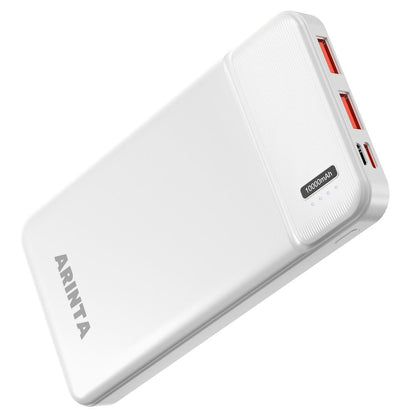 Power Bank 10000mAh Slim with 22.5W PD, 20W USB-C Input/Output and Dual USB-A Ports in Black or White