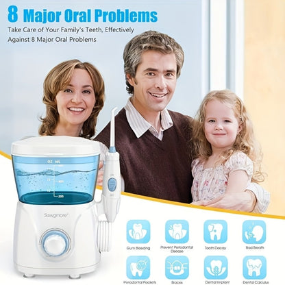 Water Flosser Countertop FC166 Oral Irrigator with 600ml Tank, Ten Pressure Settings, Eight Nozzles and Rotary Dial