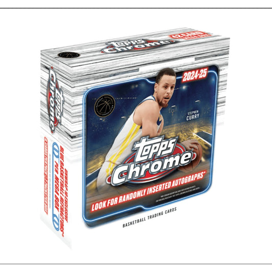 2024/25 Topps Chrome Basketball Mega Box + Hobby Pack Factory Sealed Trading Cards Bundle – Blue Refractors, Rookies & Stars for Collectors