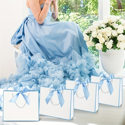 Gift Bag Set Pull-Handle Ribbon Design, 12, 24 or 36 Bags in Five Colorways with 11.8 x 10 x 4 Inch Format