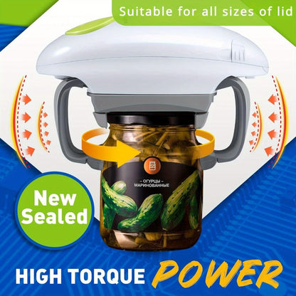 Electric Jar Opener for Elderly & Weak Hands – One-Touch Auto-Off, High Torque Battery-Powered Jar Lid Opener with Ergonomic Design for Kitchen