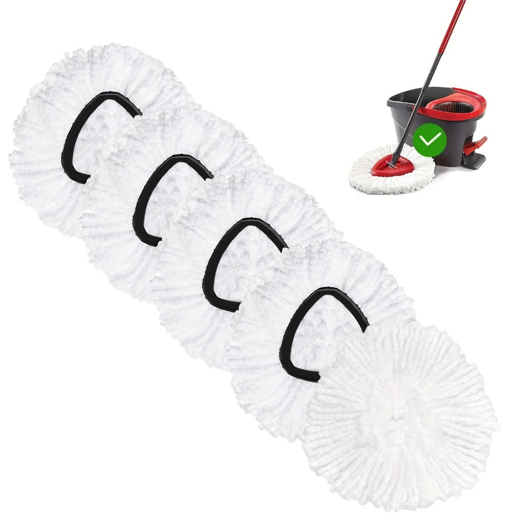 White Triangular Rotary Mop Replacement Heads in Two-, Five-, Ten- or Twenty-Piece Packs Pictured