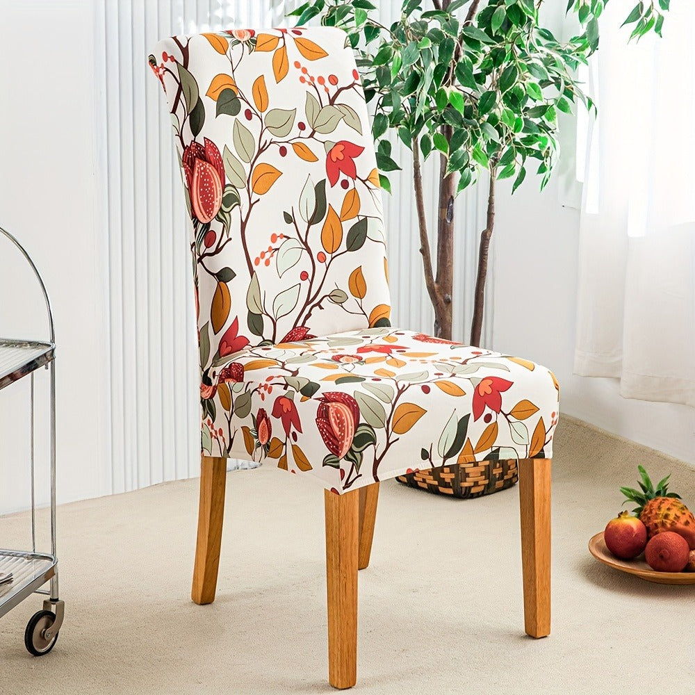 Printed Stretch Dining Chair Covers in Ten Patterns with Four- or Six-Piece Set Checkouts for Parsons Chairs