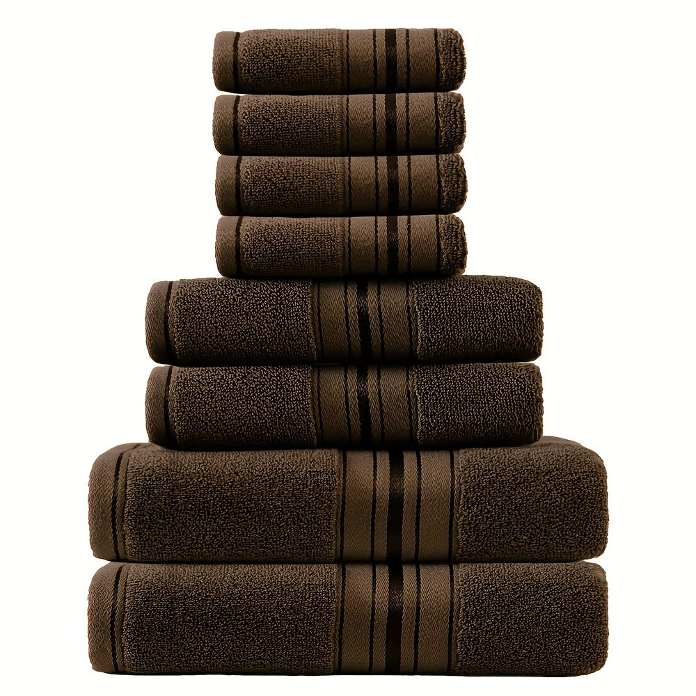 Towel Set 8 Piece 550GSM Pure Cotton Vintage Striped Bath, Hand Towels and Washcloths for Home and Guest Use