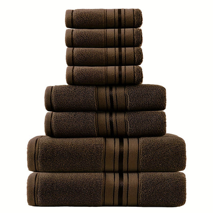 Towel Set 8 Piece 550GSM Pure Cotton Vintage Striped Bath, Hand Towels and Washcloths for Home and Guest Use