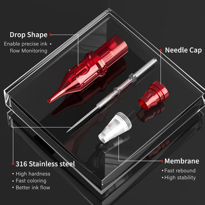 Tattoo Cartridge Needles with Neebol Label, 20 or 50-Piece #10 #12 Round Liner and RM Choices