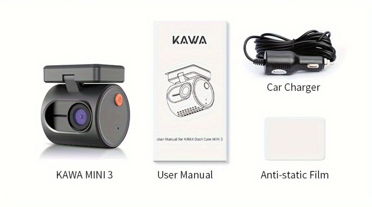 KAWA Mini 3 2K Dash Cam – 1296P QHD WiFi APP & Voice Control, Super Capacitor, Color Night Vision, WDR, Loop Recording, 24H Parking Monitor, Ultra Compact Car DVR