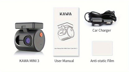 KAWA Mini 3 2K Dash Cam – 1296P QHD WiFi APP & Voice Control, Super Capacitor, Color Night Vision, WDR, Loop Recording, 24H Parking Monitor, Ultra Compact Car DVR