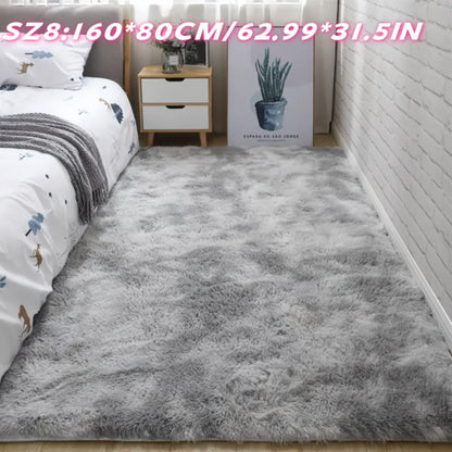 Tie-Dye Plush Area Rug with 160 x 80 cm Light Gray or 160 x 90 cm Light Gray and Dark Black Options