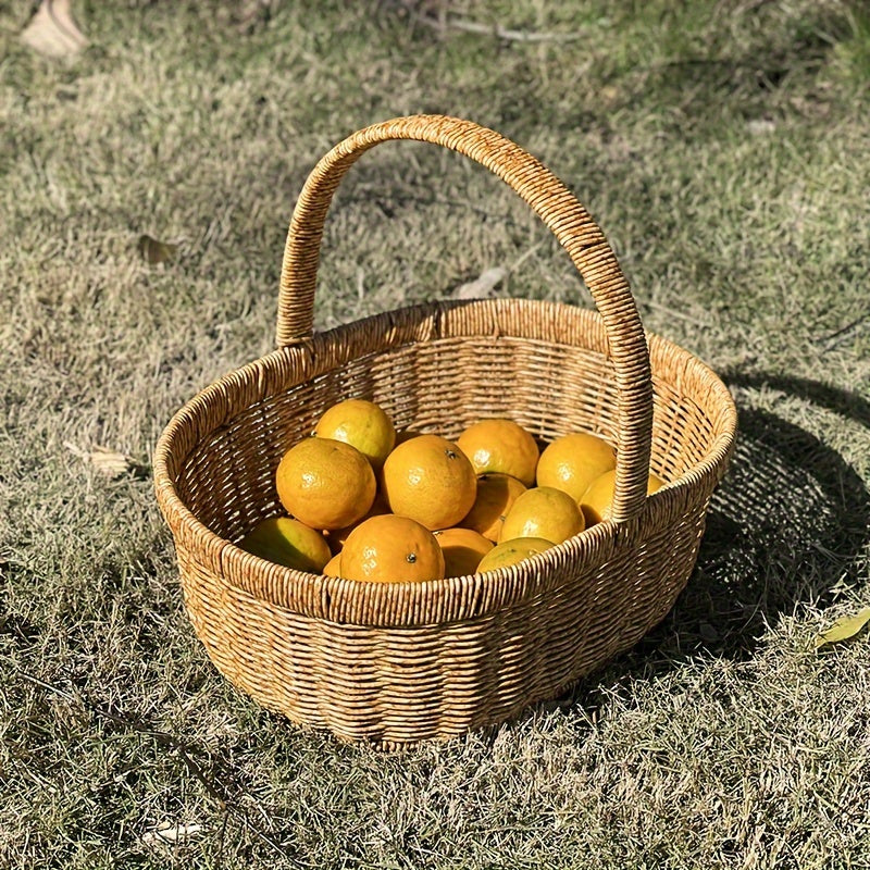 Wicker Picnic Basket Handwoven | Rattan Shopping Basket for Eggs Fruit Outdoor Picnic Gift Basket