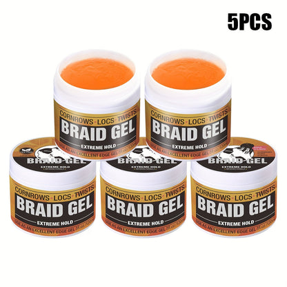 Extreme Hold Braid Gel & Edge Control Hair Wax Pomade — Anti-Frizz, Moisturizing, Long-Lasting for Braids, Locs, Twists & Sleek Styles, Natural Hair, Men & Women — 4/5/6 Pack
