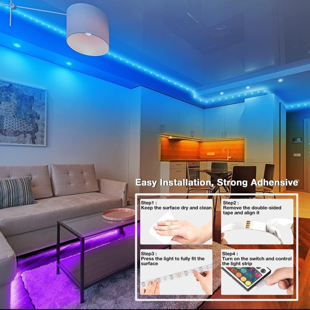 LED Strip Light RGB 200ft Kit with App and IR Remote Control, Music Sync, Timer and Dimmable Color Modes