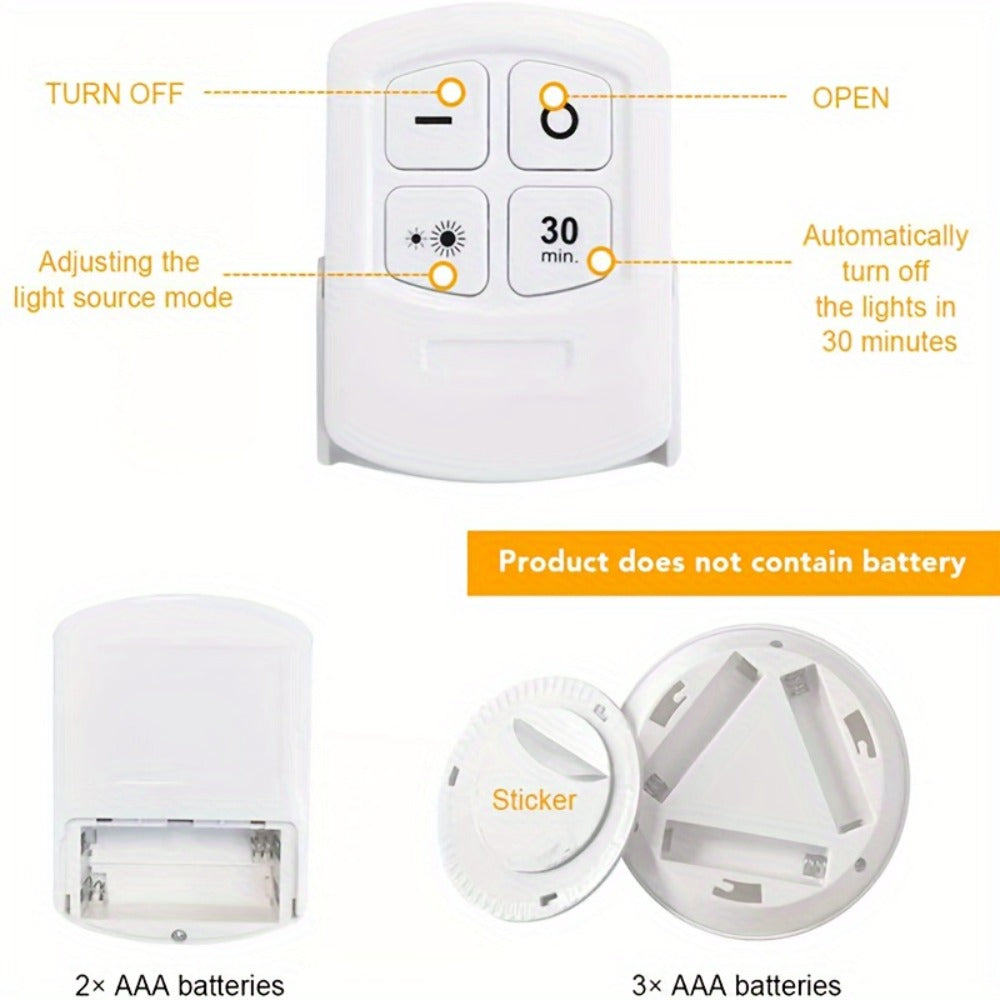 LED Puck Lights 5 Pack Wireless Remote Control Magnetic Adhesive – Indoor Night Lights for Hallway Bathroom Bedroom Kitchen Cabinet Staircase Home Decoration Easy Install