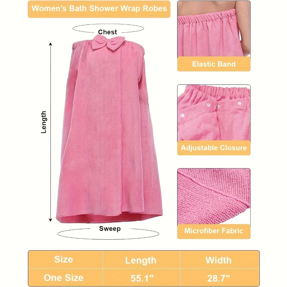 Women's Bath Wrap in Orange, Yellow, Pink or Green Checkout Colors with Adjustable Closure Detail