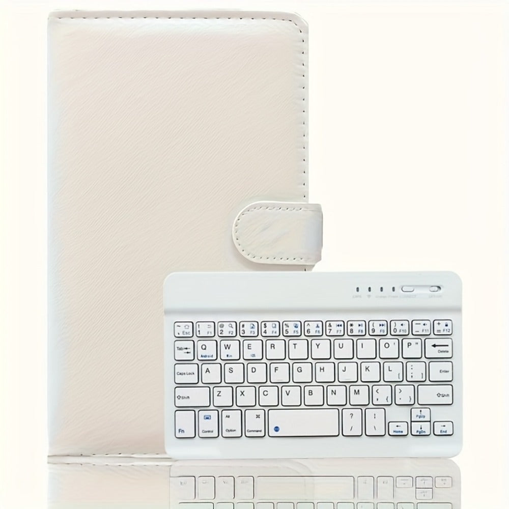 Foldable Bluetooth Keyboard Full Size Wireless Portable with PU Leather – Compact Folding Design for iPhone iPad Android Tablets Laptops | Black Pink Blue | Business Travel Typing Keyboard