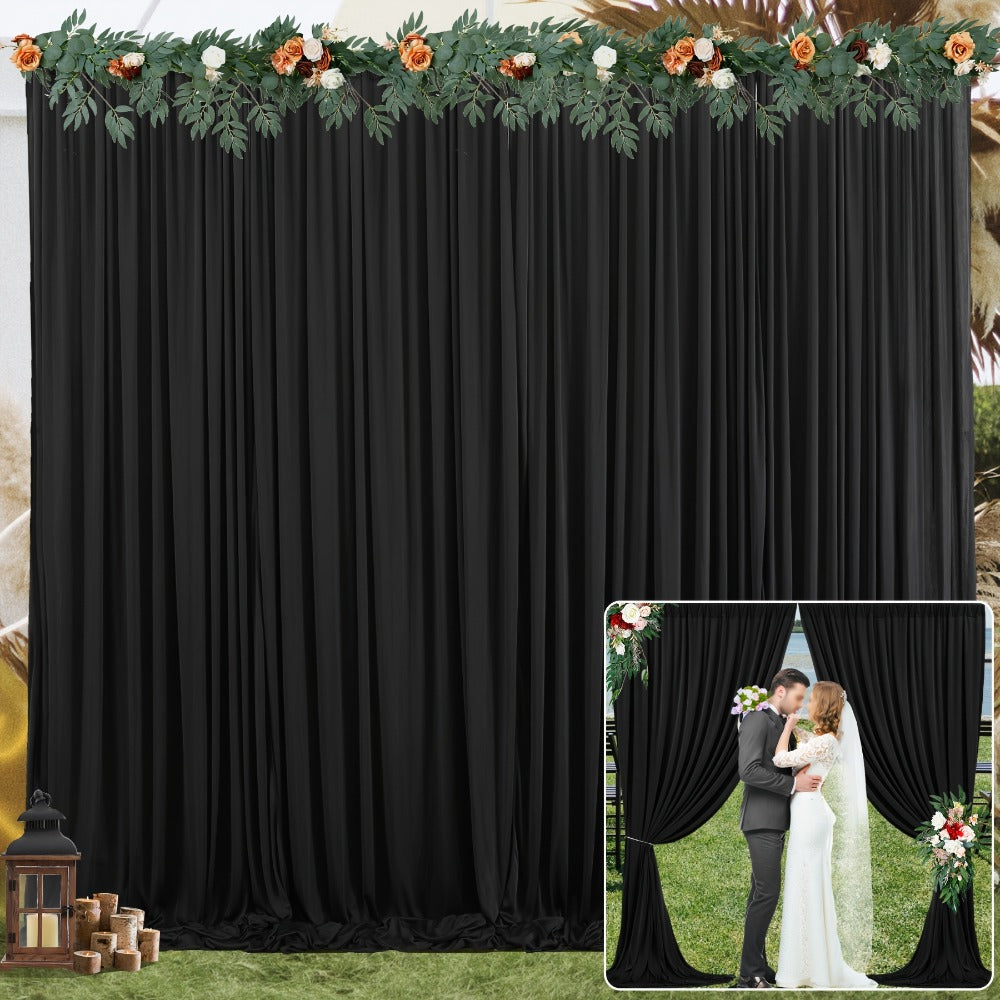 White Black Duo Backdrop Curtains 2 Pack 5x10Ft Wrinkle-Resistant Photo Background Fabric for Wedding, Birthday, Christmas, Halloween & Party Decoration – Reversible Dual Color Event Curtain Set