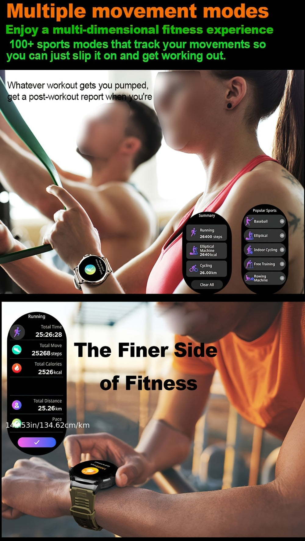 Smart Watch 1.85-Inch Round Display with 710mAh Battery, Wireless Calling and Silver or Black Band