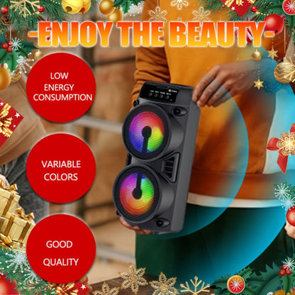 10 Inch Portable Bluetooth Speaker with RGB LED Lights & FM Radio - Heavy Bass Dual Drivers, USB Charging, Outdoor Camping Speaker, Holiday Gift for Family Friends