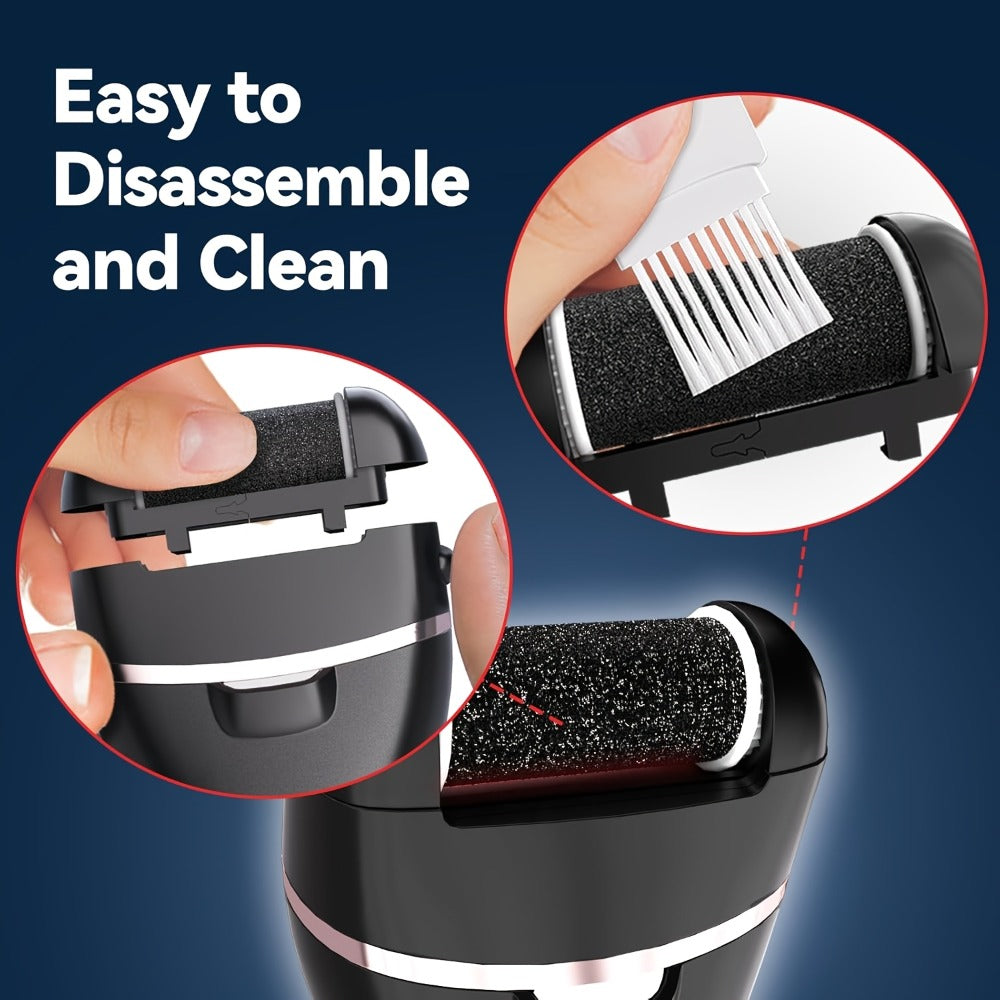 14-in-1 Rechargeable Electric Foot File Kit with Three Roller Heads and Three Color Options