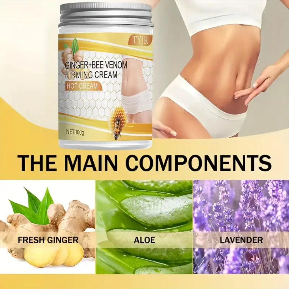 Body Cream Four 100g Jars with Ginger, Bee Venom, Aloe and Lavender for External Body Massage