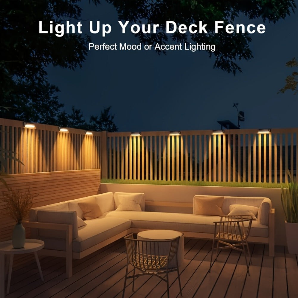 Solar Deck and Step Lights, 8- to 32-Piece Packs in Black, White or Brown with Integrated Panels