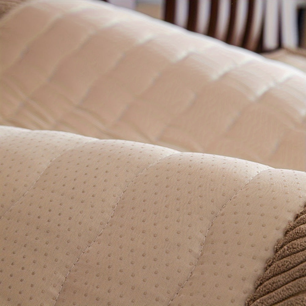 Sofa Cover Bohemian Short-Plush Quilted Panels for Armrest, Backrest and 2 to Large 4-Seater Sofas