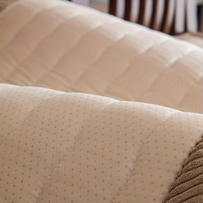 Sofa Cover Bohemian Short-Plush Quilted Panels for Armrest, Backrest and 2 to Large 4-Seater Sofas