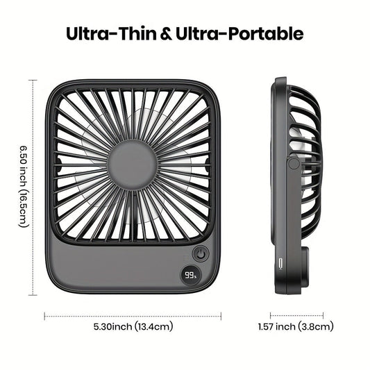 USB Desk Fan Battery Operated | 2000mAh & 5000mAh Rechargeable Mini Personal Fan, 4-Speed Adjustable, 180° Tilt & Foldable, Ultra-Quiet Strong Airflow for Office, Bedroom & Desktop Use – Black, Pink, White