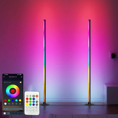 RGBICB Smart LED Floor Lamp App & Remote Control – Intelligent Mood Atmosphere Backlight Modern Design for Home Office Gaming Study Bedroom Holiday Gift 1 or 2 Pack