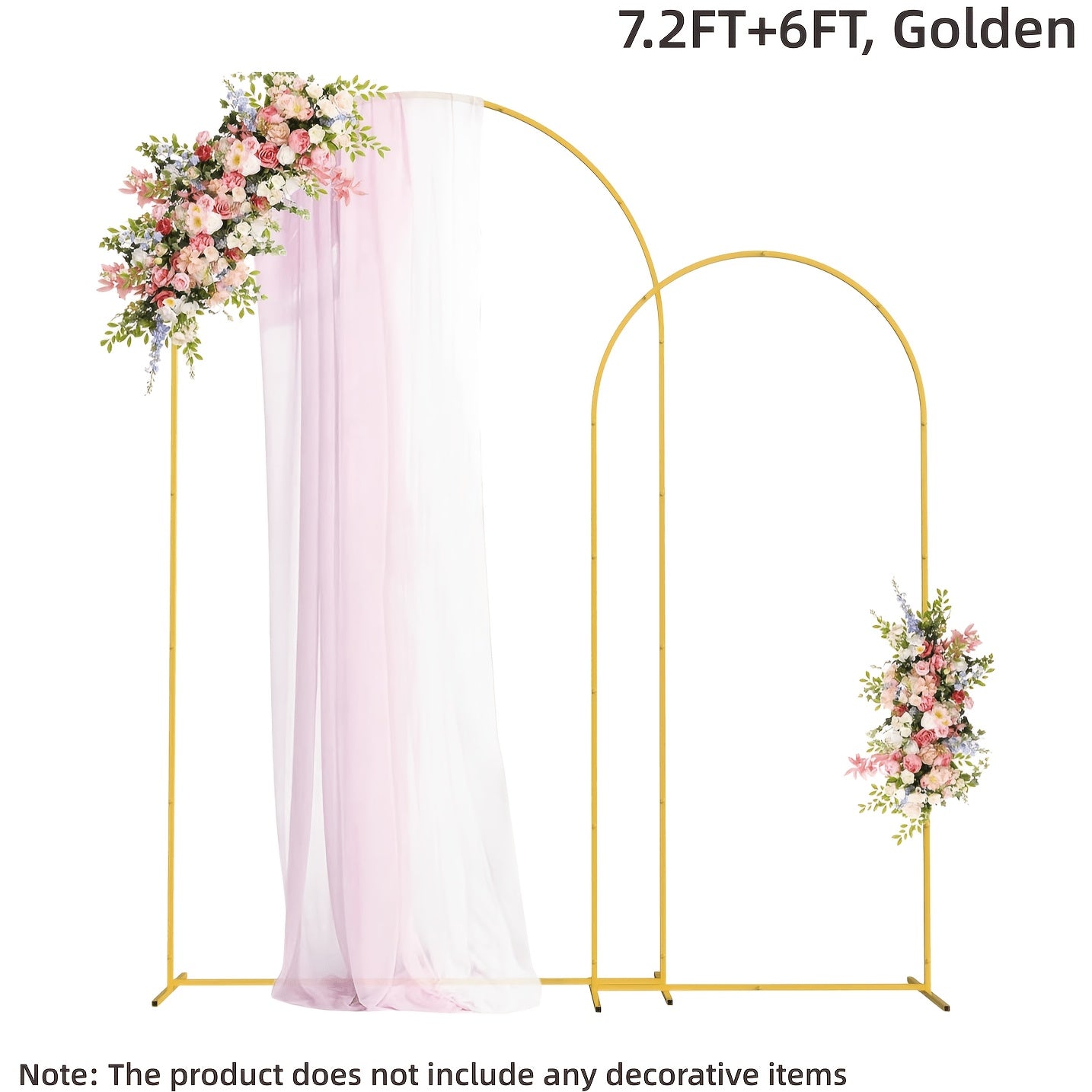 Metal Wedding Arch Backdrop Set 2pcs 7.2FT & 6FT - Heavy Duty Balloon Flower Arch Frame for Weddings Birthdays Eid Ramadan Indoor Outdoor Party Decor